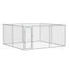 Outdoor Dog Kennel Galvanized Chain Link Fence Heavy Duty Pet Run House Chicken Coop with Secure Lock Mesh Sidewalls for Backyard, Silver