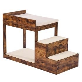 Pet Bunk Bed with Stairs, Dog/Cat Window Perch for High Beds and Couches, Medium Multi-Level 3 Step Dog Seat Platform Sleeper Couch