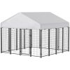Outdoor Dog Kennel with Roof, 8' x 8' x 6' Heavy Duty Welded Wire Dog Playpen Enclosure with Escape-proof Lock