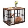 Medium Wooden Dog Crate Furniture with Washable Cushion for Dogs