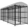 Dog Kennel Black and White Steel, Polyethylene Large Durable