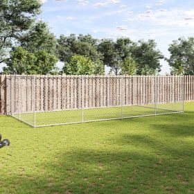 Dog Kennel Silver Galvanized Steel Large Dog Kennel Rectangular
