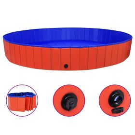 Dog Swimming Pool Red PVC Diameter 118.1 in x Height 15.7 in
