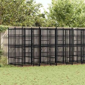 Dog Kennel Black Powder-coated steel 12.9 sq ft Locks