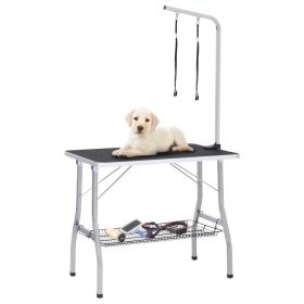 Dog Grooming Table Black and Silver
