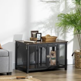 Furniture Style Dog Crate with Openable Top, Big Dog Crate End Table, Puppy Crate for Small Dogs Indoor, Spacious Interior, Pet Kennel, Brown, Bl