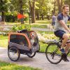 Dog Bike Trailer, Pet Cart Bicycle Carrier with 2 Entrances, Quick Release Wheels, Reflectors, Flag, Safety Leash
