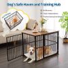 Medium Wooden Dog Crate Furniture with Washable Cushion for Dogs