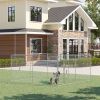 Outdoor Dog Kennel Galvanized Chain Link Fence Heavy Duty Pet Run House Chicken Coop with Secure Lock Mesh Sidewalls for Backyard, Silver