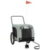Pet Bike Trailer Grey and Black Oxford Fabric, Iron, PVC Standard