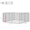 Outdoor Dog Kennel Galvanized Chain Link Fence Heavy Duty Pet Run House Chicken Coop with Secure Lock Mesh Sidewalls for Backyard, Silver