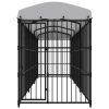 Dog Kennel Black and White Steel, Polyethylene Large Durable
