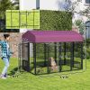 Welded Wire Outdoor Dog Kennel with 360° Rotating & 4 Levels Adjustable Bowls, Waterproof Cover, 7.9' x 4' x 6'