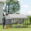 Outdoor Dog Kennel with Roof, 8' x 8' x 6' Heavy Duty Welded Wire Dog Playpen Enclosure with Escape-proof Lock