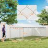 20' x 7.5' x 6.5' Dog Kennel Outdoor for Small Medium Large Dogs with Waterproof Roof, Silver