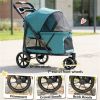 Pet stroller, dog stroller, easy to carry, dark green