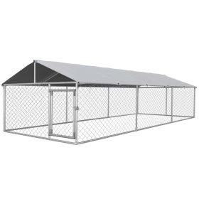 19.7' x 7.5' x 4.9' Outdoor Dog Kennel for Large-Sized Dogs with Waterproof UV Resistant Roof, Silver (Option: Silver-1820x380x140 mm)