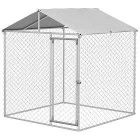6.6' x 6.6' x 7.8' Dog Kennel Outdoor for Small Medium Dogs with Waterproof Roof, Silver (Option: Silver-1935x315x80 mm)