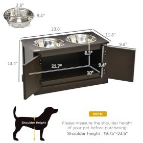 Elevated Dog Bowls With Storage, Two Stainless Steel Bowls For Large Dogs, Coffee (Option: Coffee)