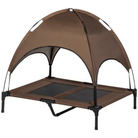 Elevated Portable Dog Cot Pet Bed with UV Protection Canopy Shade, 36 inch, Coffee (Option: Coffee-760x200x100 mm)