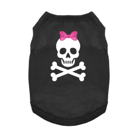Pirate Skull with Pink Bow Dog Shirt (Color: Jet Black, size: small)
